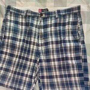 Chaps Men's Blue and White Checkered Shorts